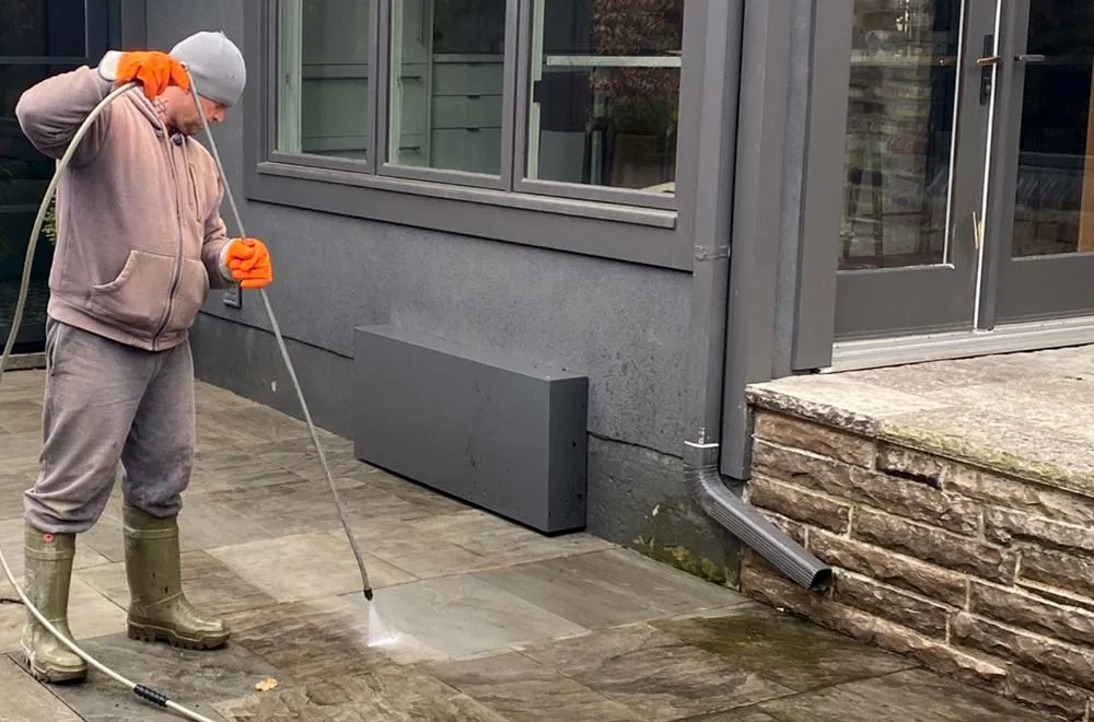 Washing the house and yard